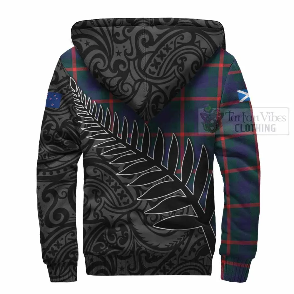 Agnew Crest Tartan Sherpa Hoodie with New Zealand Silver Fern Half Style