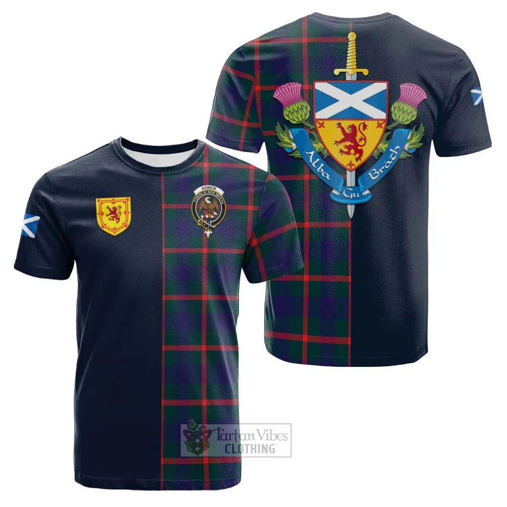 Agnew Tartan Cotton T-shirt Alba with Scottish Lion Royal Arm Half Style