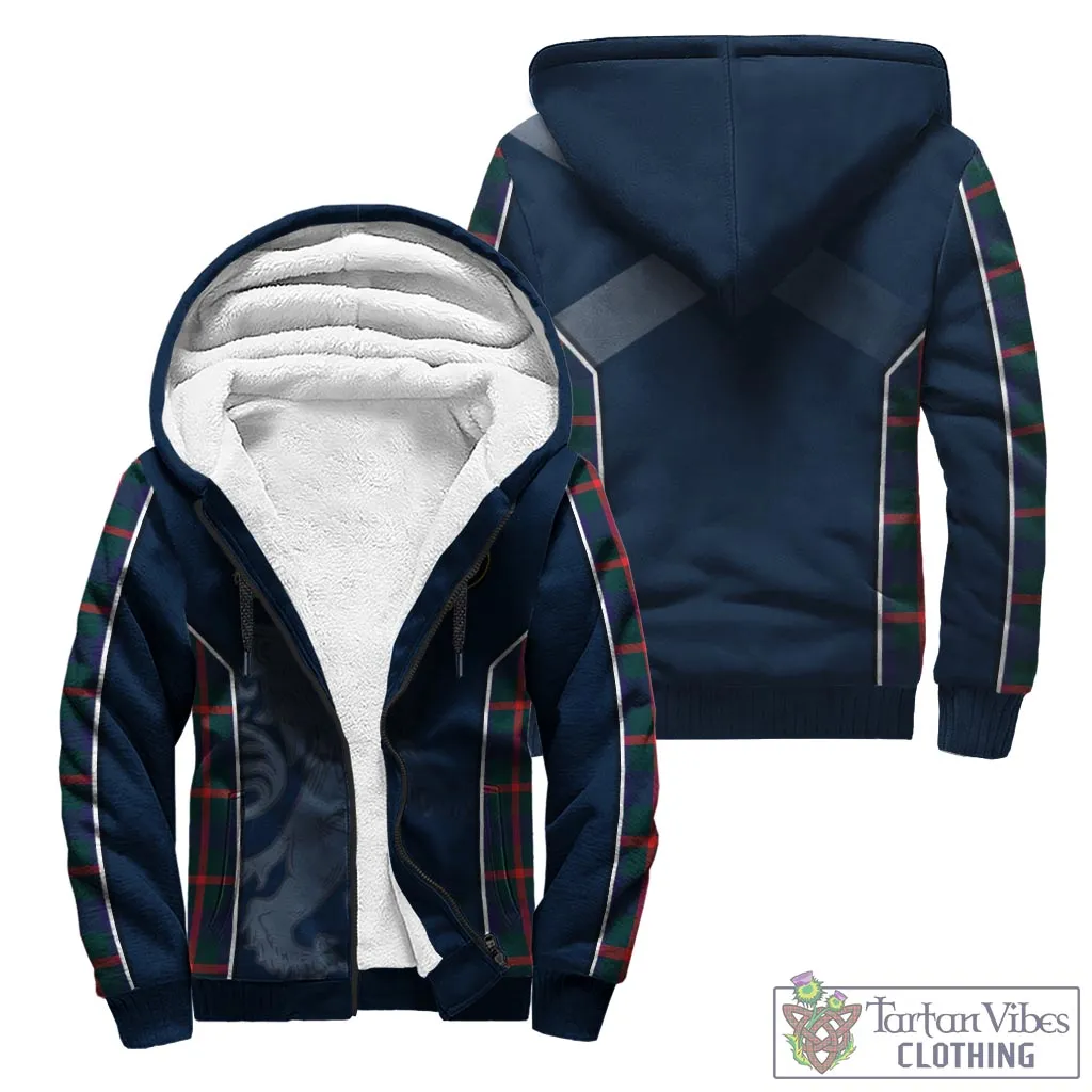 Agnew Tartan Sherpa Hoodie with Family Crest and Lion Rampant Vibes Sport Style