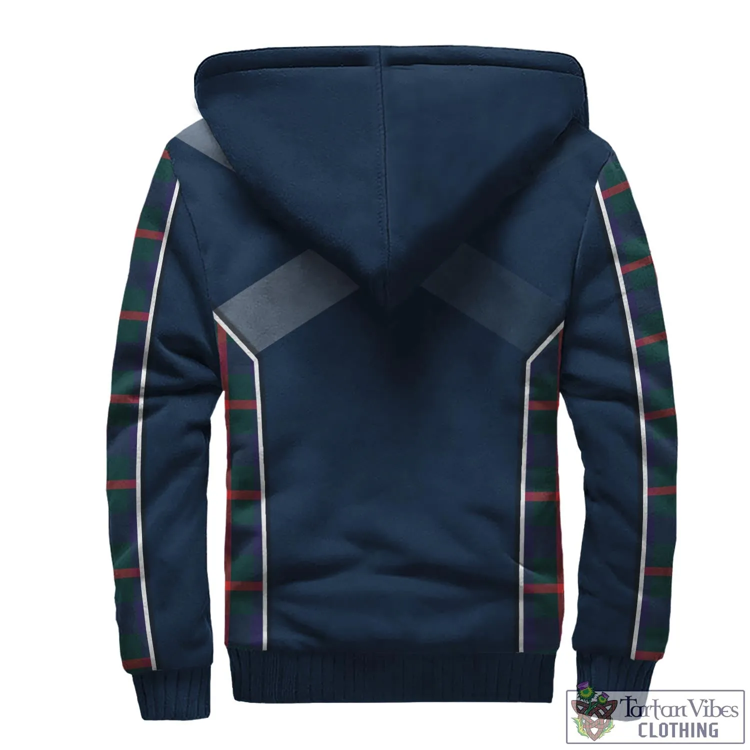 Agnew Tartan Sherpa Hoodie with Family Crest and Lion Rampant Vibes Sport Style