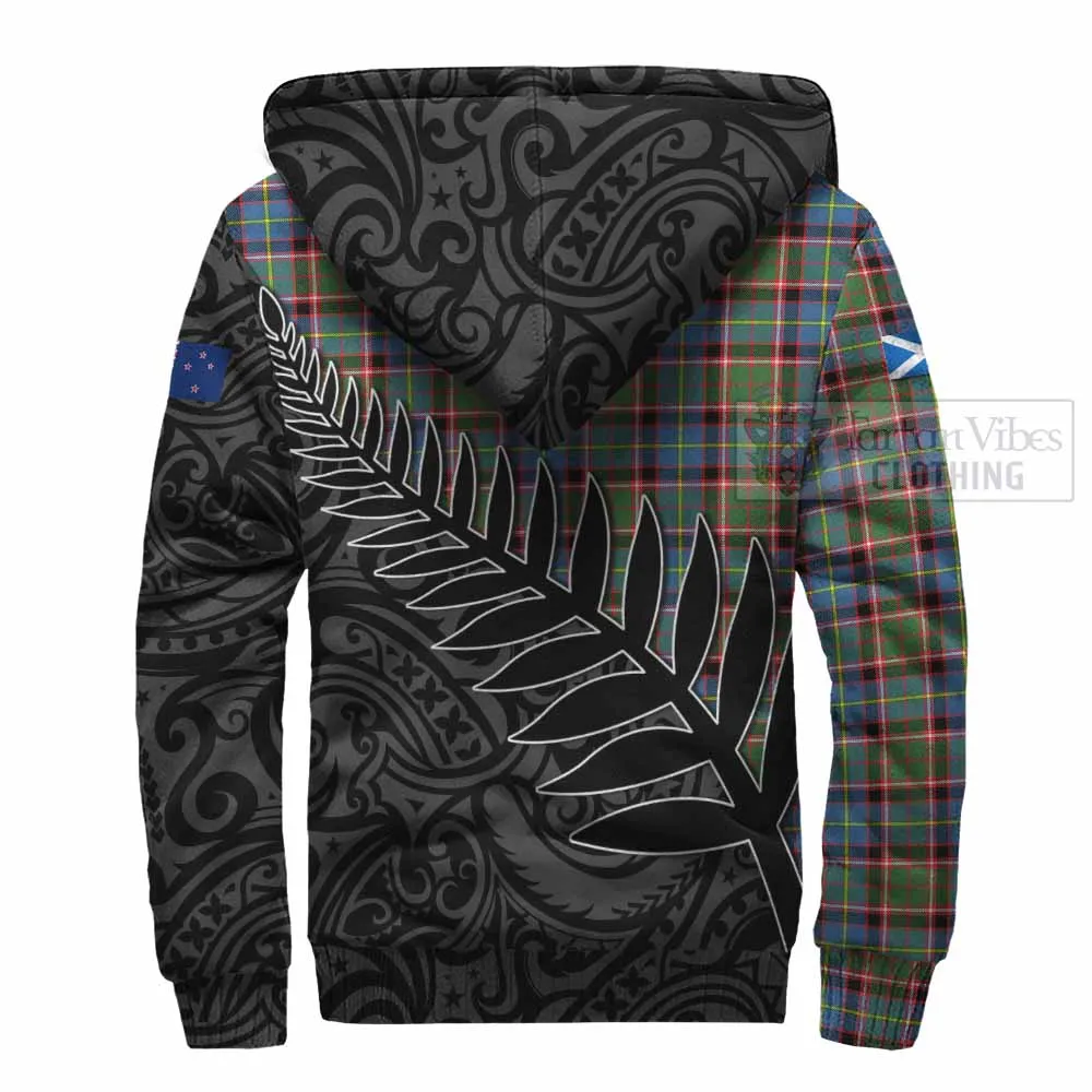 Aikenhead Crest Tartan Sherpa Hoodie with New Zealand Silver Fern Half Style