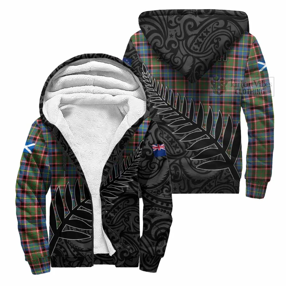 Aikenhead Crest Tartan Sherpa Hoodie with New Zealand Silver Fern Half Style