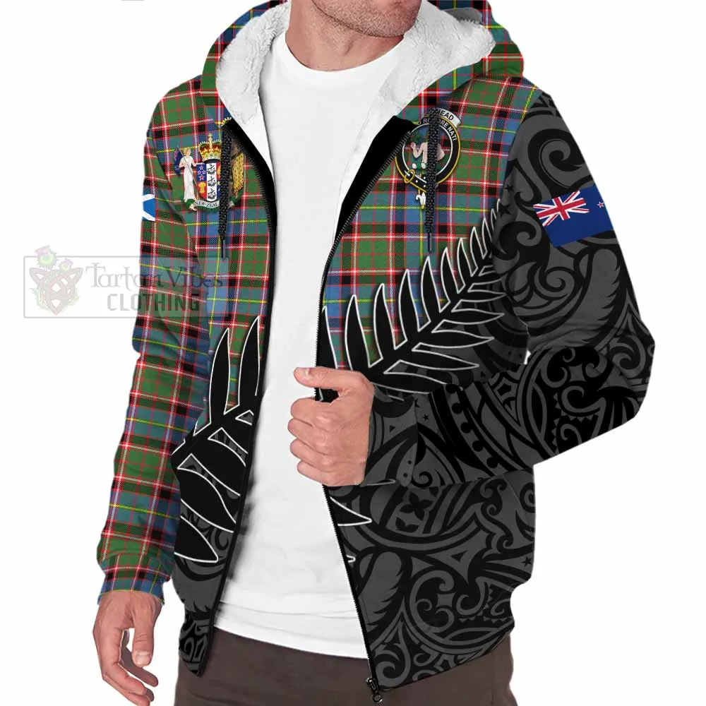 Aikenhead Crest Tartan Sherpa Hoodie with New Zealand Silver Fern Half Style