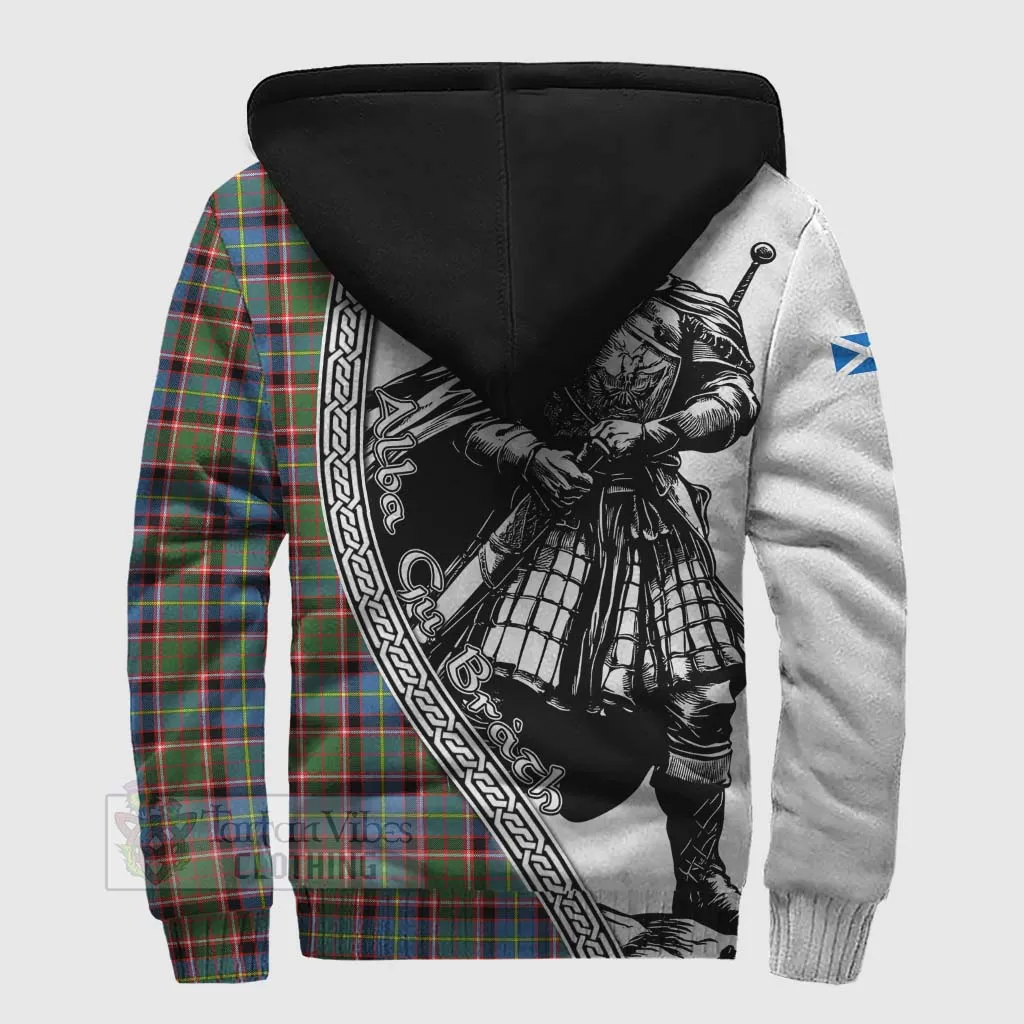 Aikenhead Tartan Clan Crest Sherpa Hoodie with Highlander Warrior Celtic Style