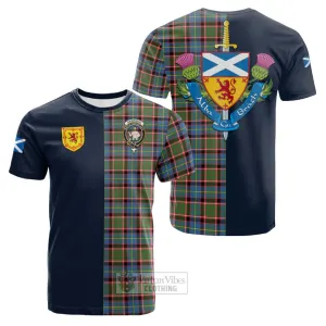 Aikenhead Tartan Cotton T-shirt Alba with Scottish Lion Royal Arm Half Style