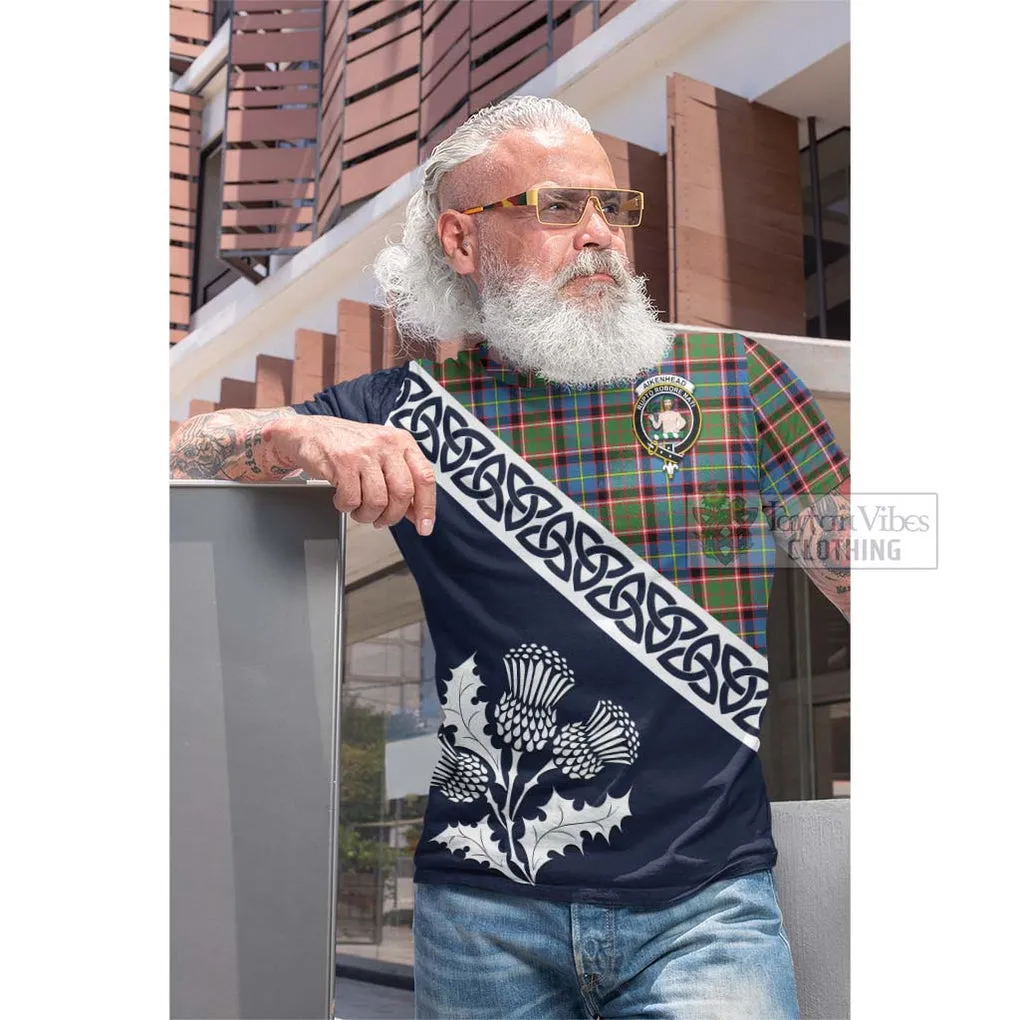 Aikenhead Tartan Cotton T-shirt Featuring Thistle and Scotland Map