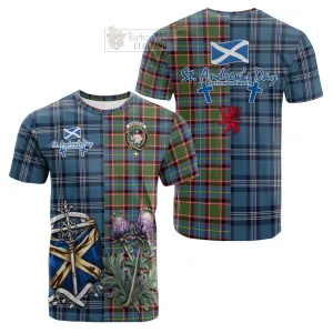 Aikenhead Tartan Cotton T-shirt Happy St. Andrew's Day Half Tartan Style