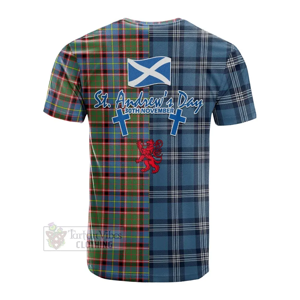 Aikenhead Tartan Cotton T-shirt Happy St. Andrew's Day Half Tartan Style