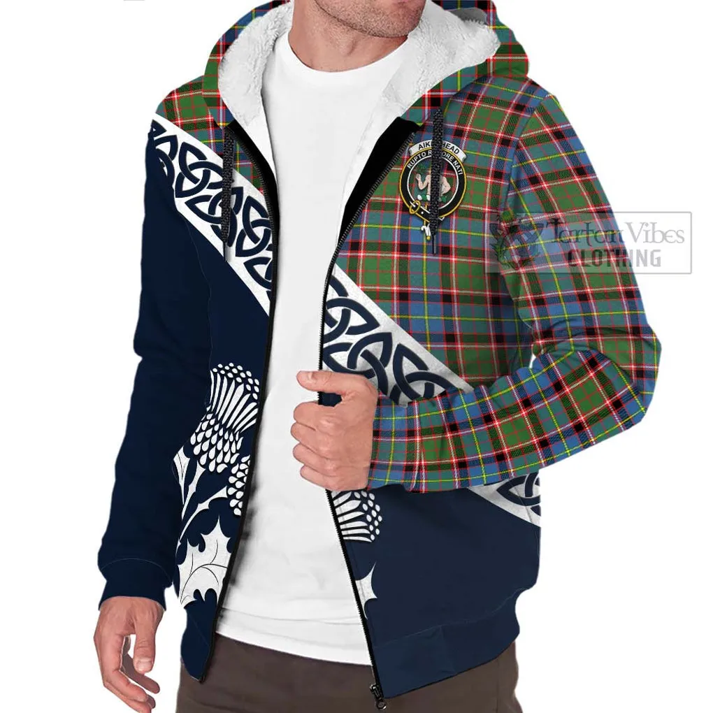 Aikenhead Tartan Sherpa Hoodie Featuring Thistle and Scotland Map