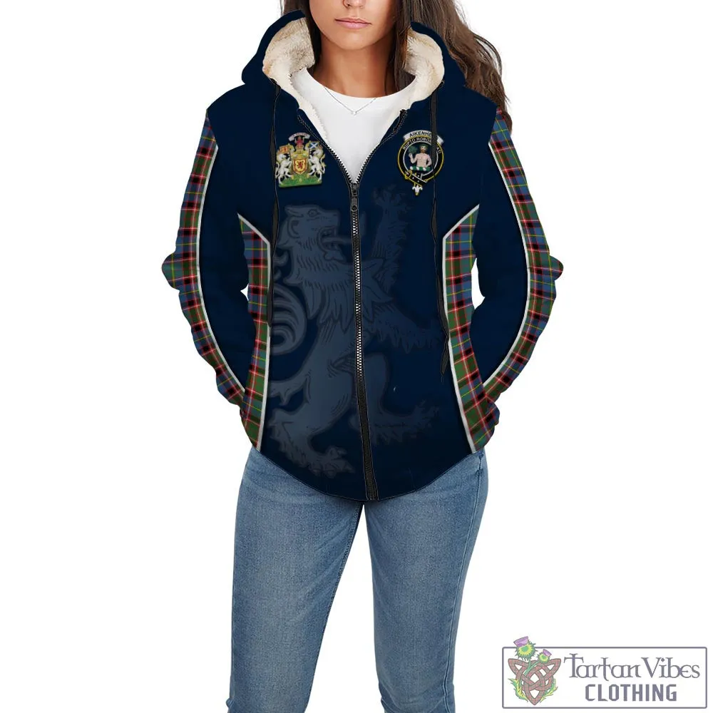 Aikenhead Tartan Sherpa Hoodie with Family Crest and Lion Rampant Vibes Sport Style