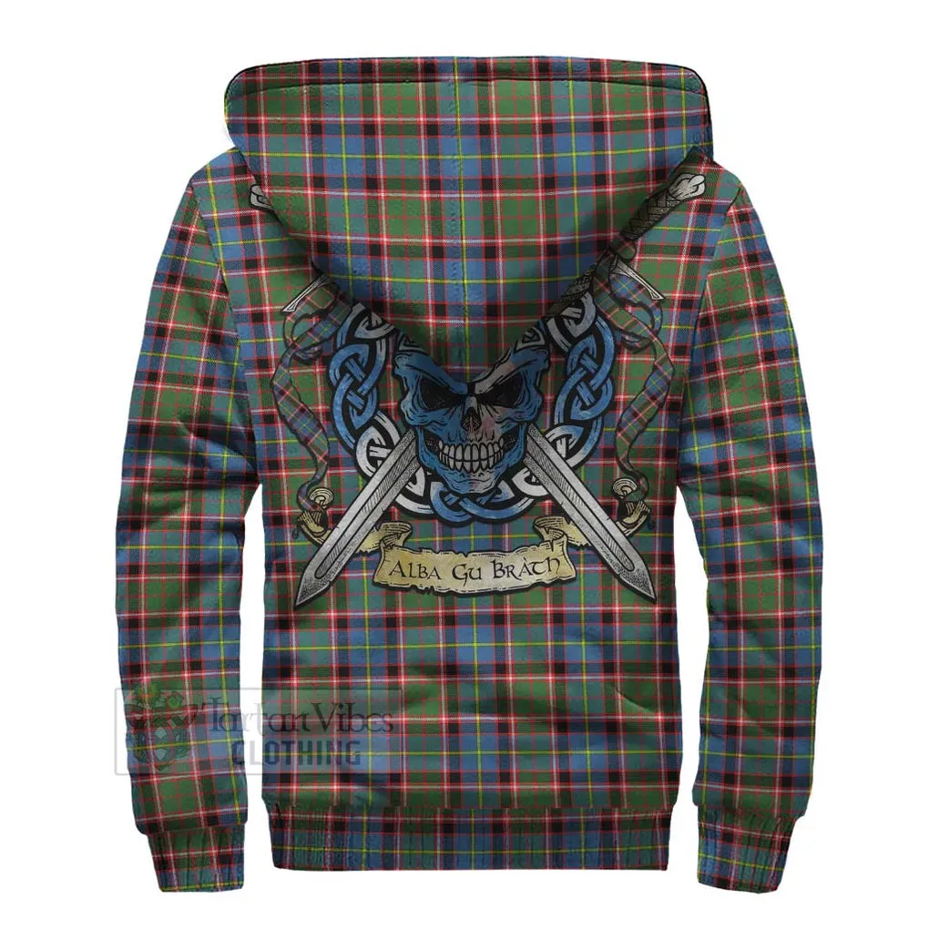 Aikenhead Tartan Sherpa Hoodie with Family Crest Celtic Skull Style