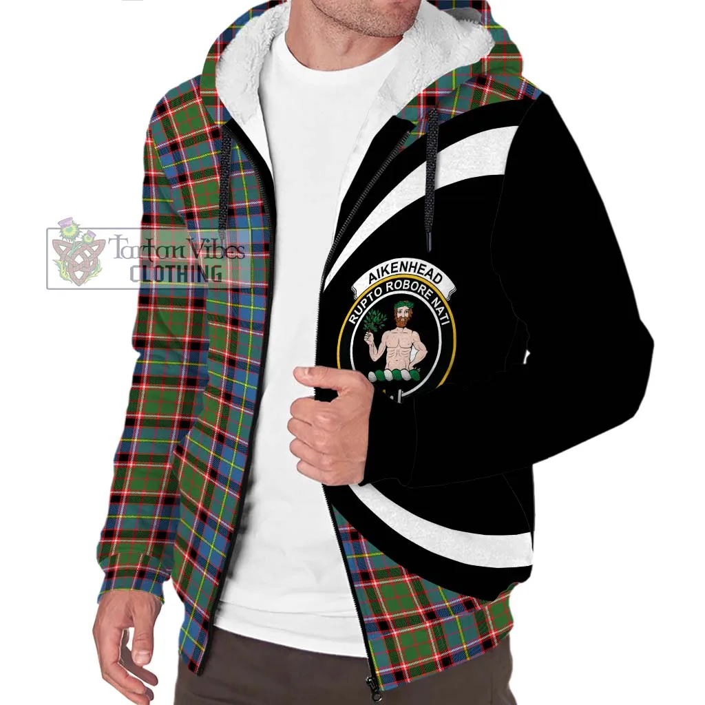 Aikenhead Tartan Sherpa Hoodie with Family Crest Circle Style