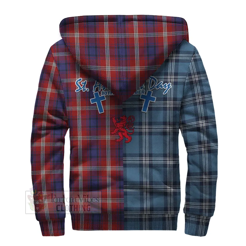 Ainslie Tartan Sherpa Hoodie Happy St. Andrew's Day Half Tartan Style