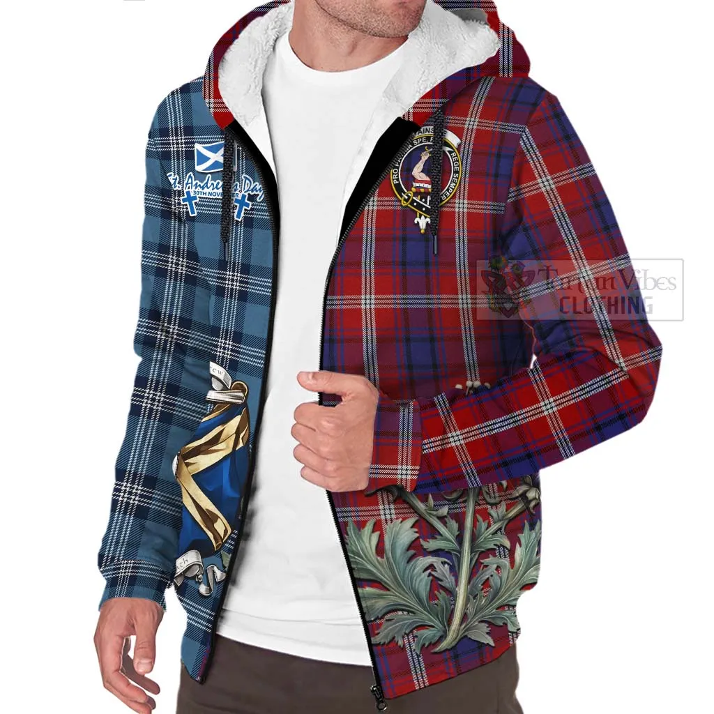 Ainslie Tartan Sherpa Hoodie Happy St. Andrew's Day Half Tartan Style