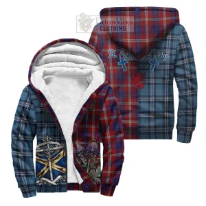 Ainslie Tartan Sherpa Hoodie Happy St. Andrew's Day Half Tartan Style