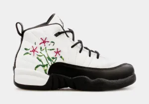 Air Jordan 12 Retro Floral Preschool Lifestyle Shoes (Black/White)