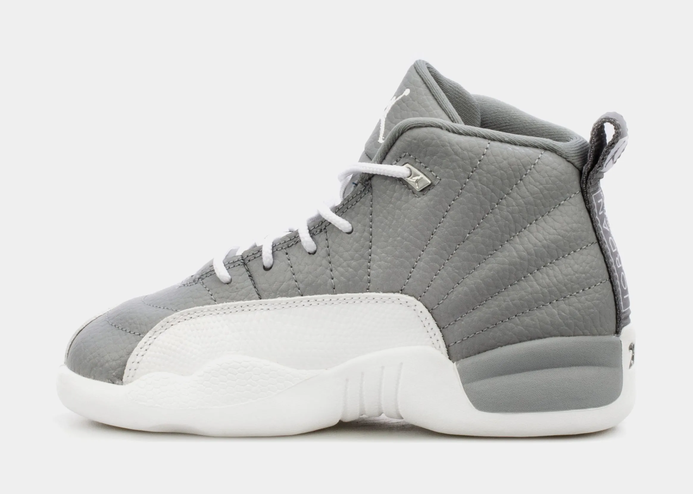 Air Jordan 12 Retro Stealth Preschool Lifestyle Shoes (White/Grey) Free Shipping