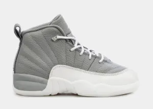 Air Jordan 12 Retro Stealth Preschool Lifestyle Shoes (White/Grey) Free Shipping