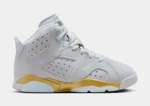 Air Jordan 6 Retro Pearl Preschool Lifestyle Shoes (Pure Platinum/Glacier Blue/Metallic Gold)