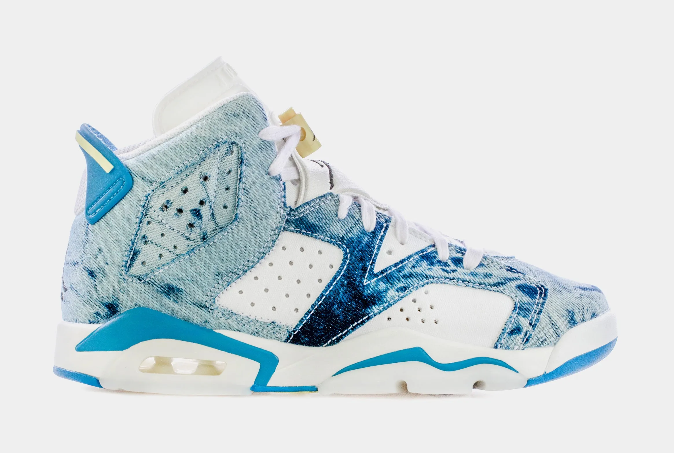 Air Jordan 6 Retro Washed Denim Grade School Lifestyle Shoes (Blue/White) Free Shipping