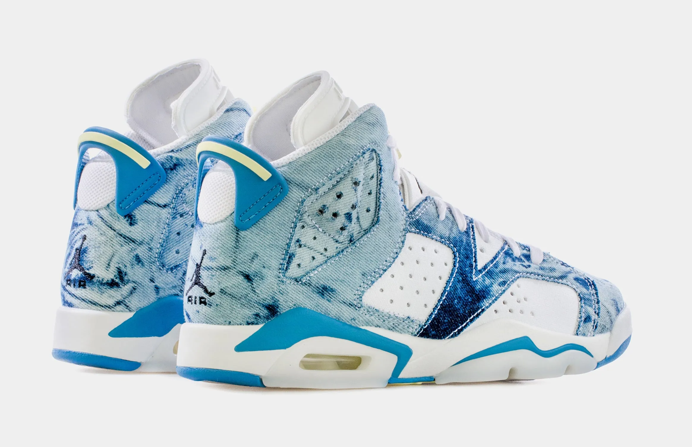 Air Jordan 6 Retro Washed Denim Grade School Lifestyle Shoes (Blue/White) Free Shipping