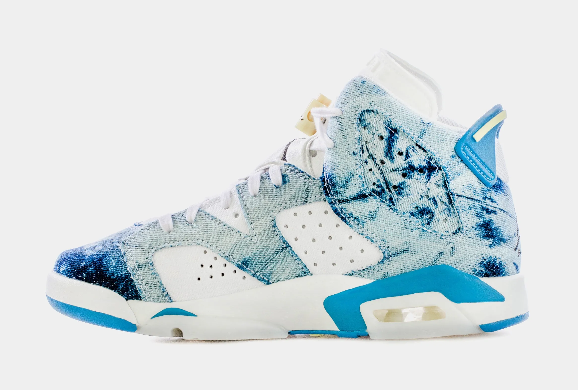 Air Jordan 6 Retro Washed Denim Grade School Lifestyle Shoes (Blue/White) Free Shipping