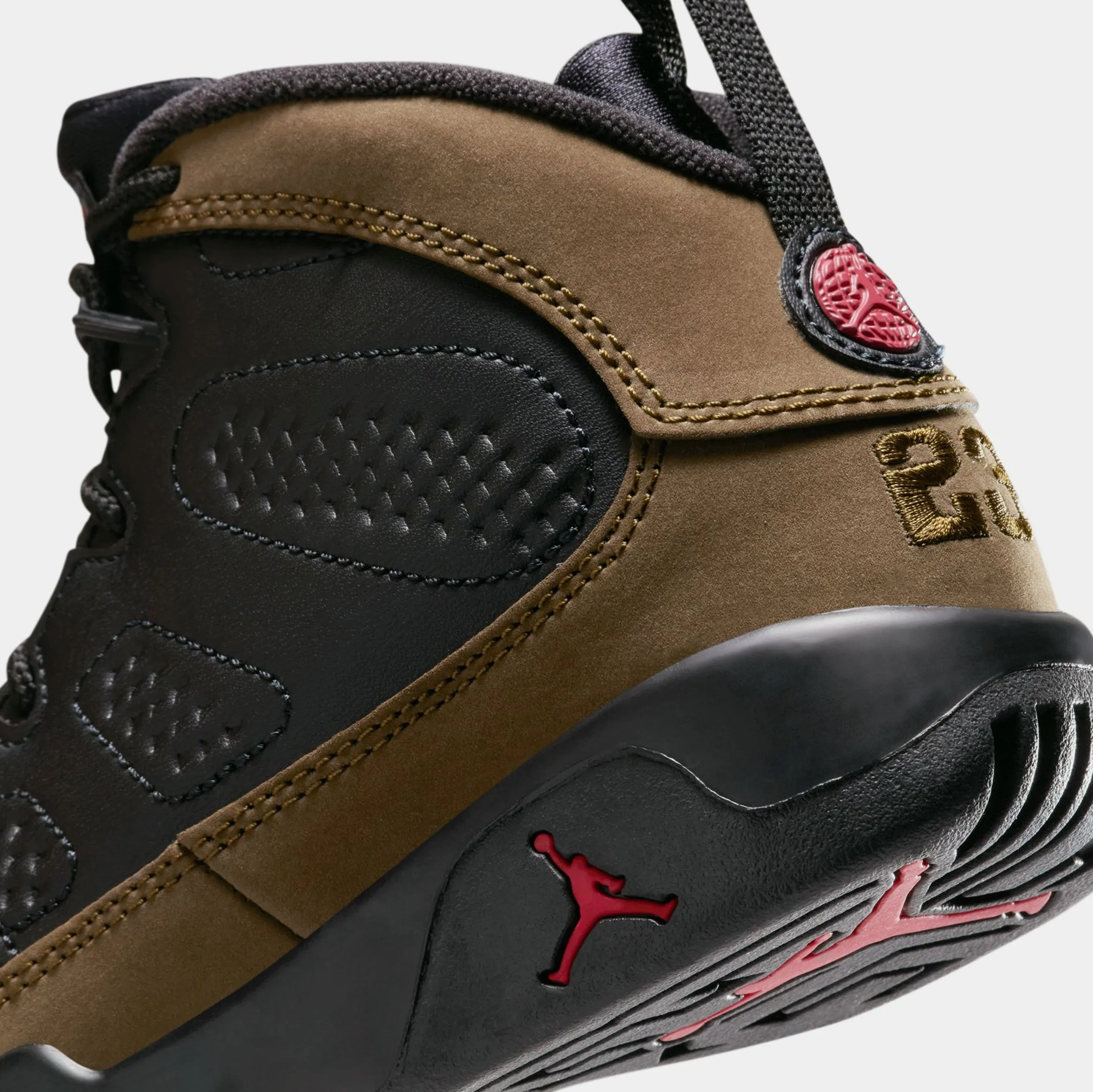 Air Jordan 9 Retro Olive Preschool Lifestyle Shoes (Black/True Red/Light Olive)