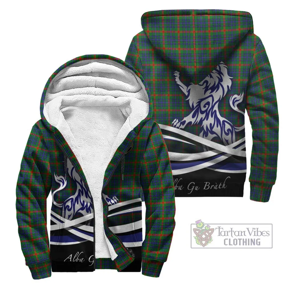 Aiton Tartan Sherpa Hoodie with Alba Gu Brath Regal Lion Emblem