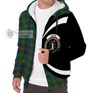 Aiton Tartan Sherpa Hoodie with Family Crest Circle Style