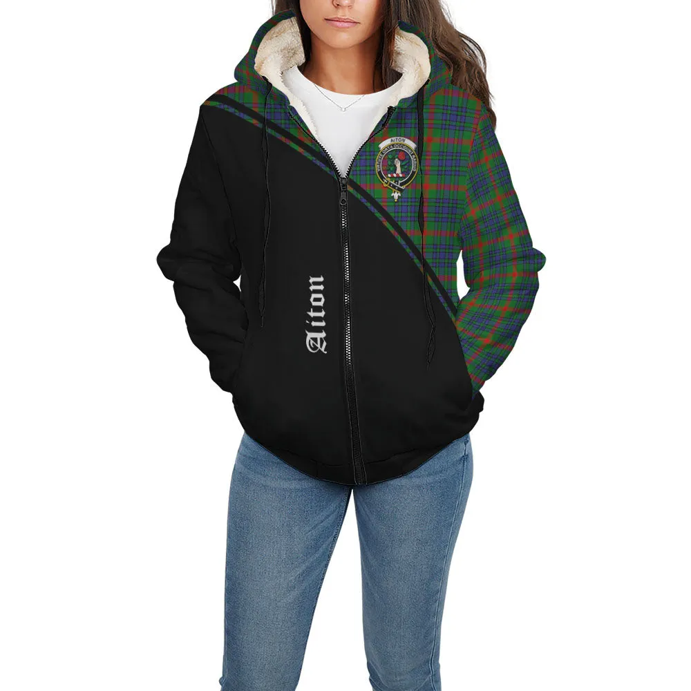 Aiton Tartan Sherpa Hoodie with Family Crest Curve Style