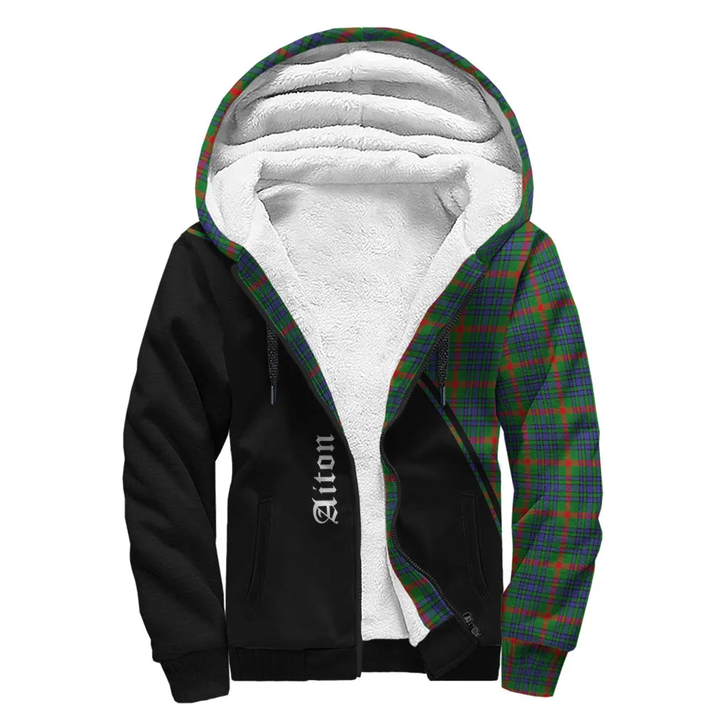 Aiton Tartan Sherpa Hoodie with Family Crest Curve Style