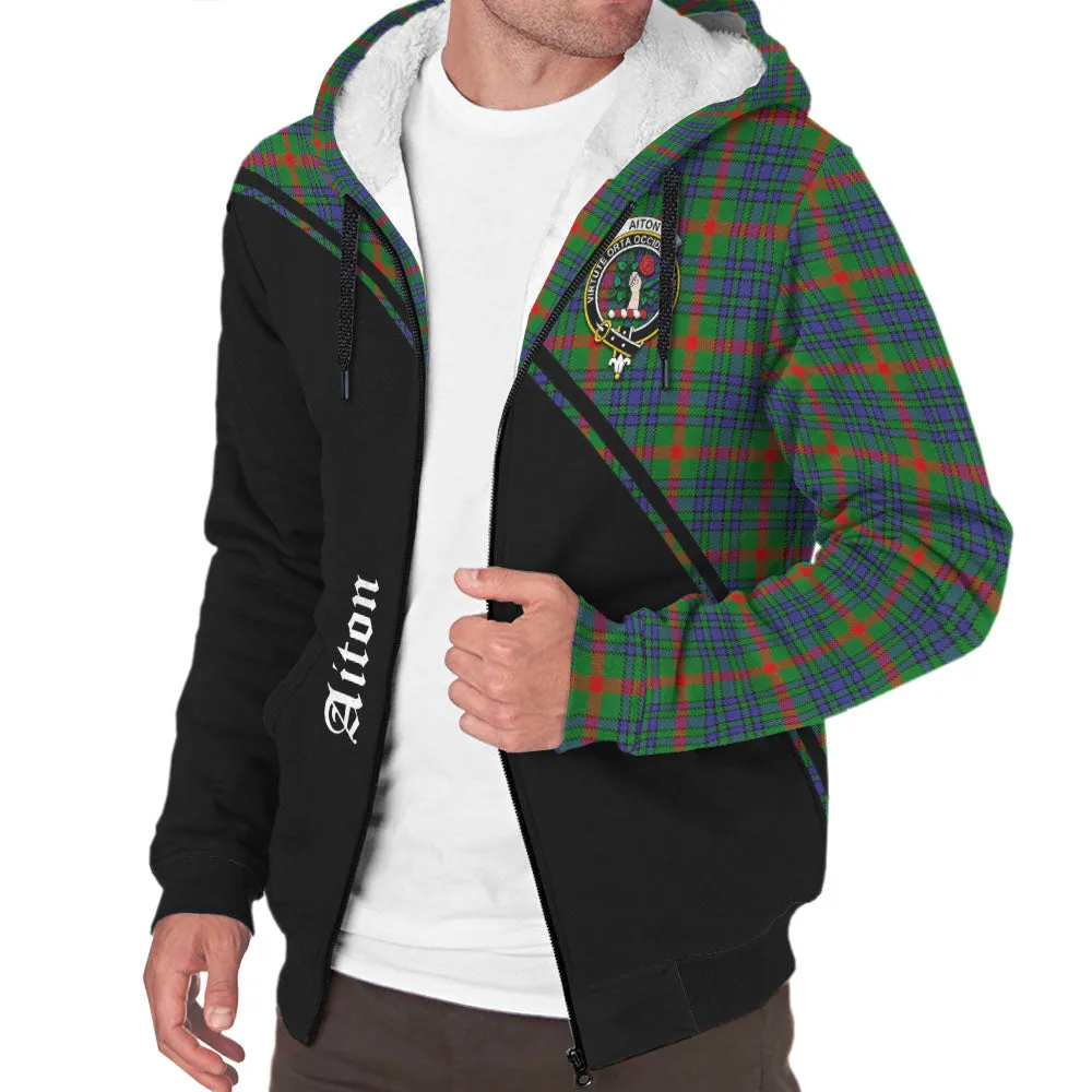 Aiton Tartan Sherpa Hoodie with Family Crest Curve Style