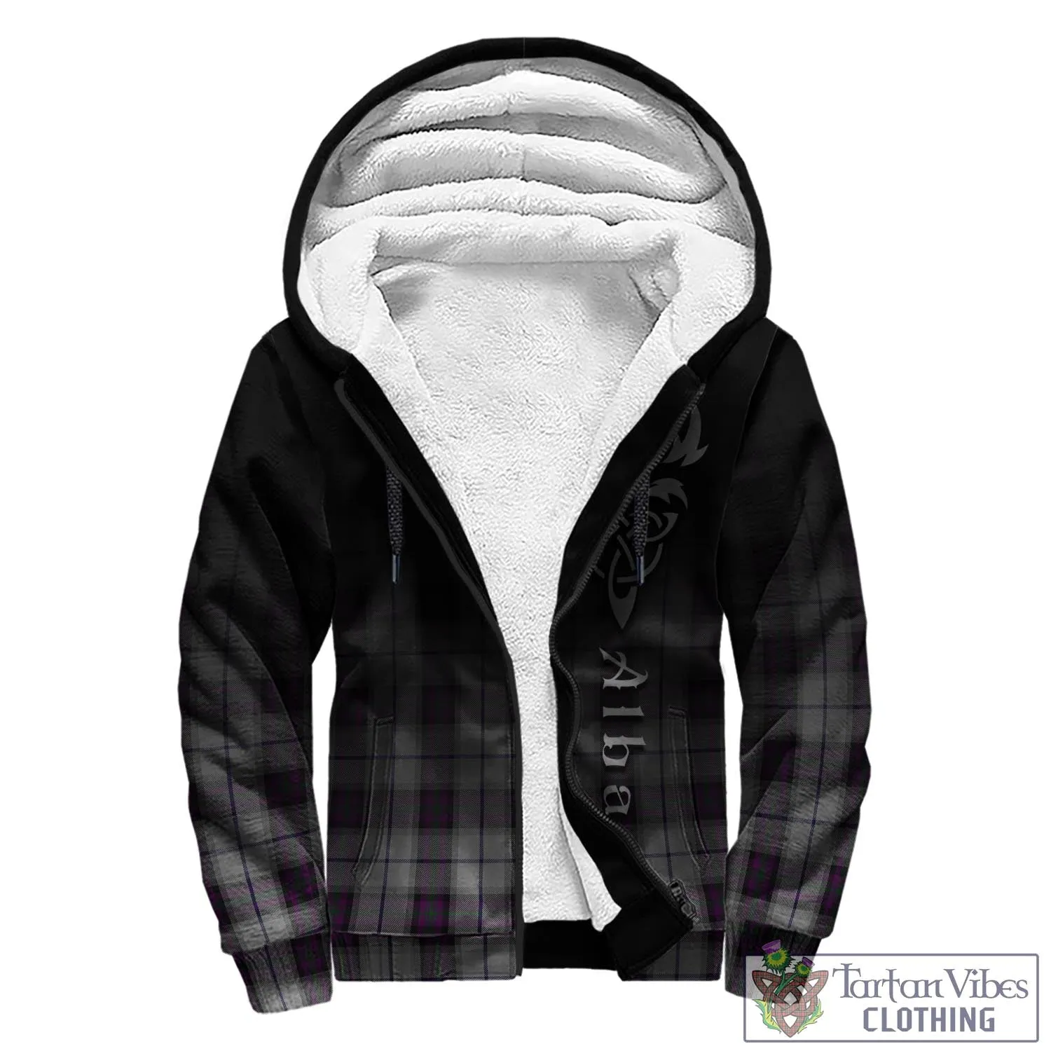 Alexander of Menstry Dress Tartan Sherpa Hoodie Featuring Alba Gu Brath Family Crest Celtic Inspired