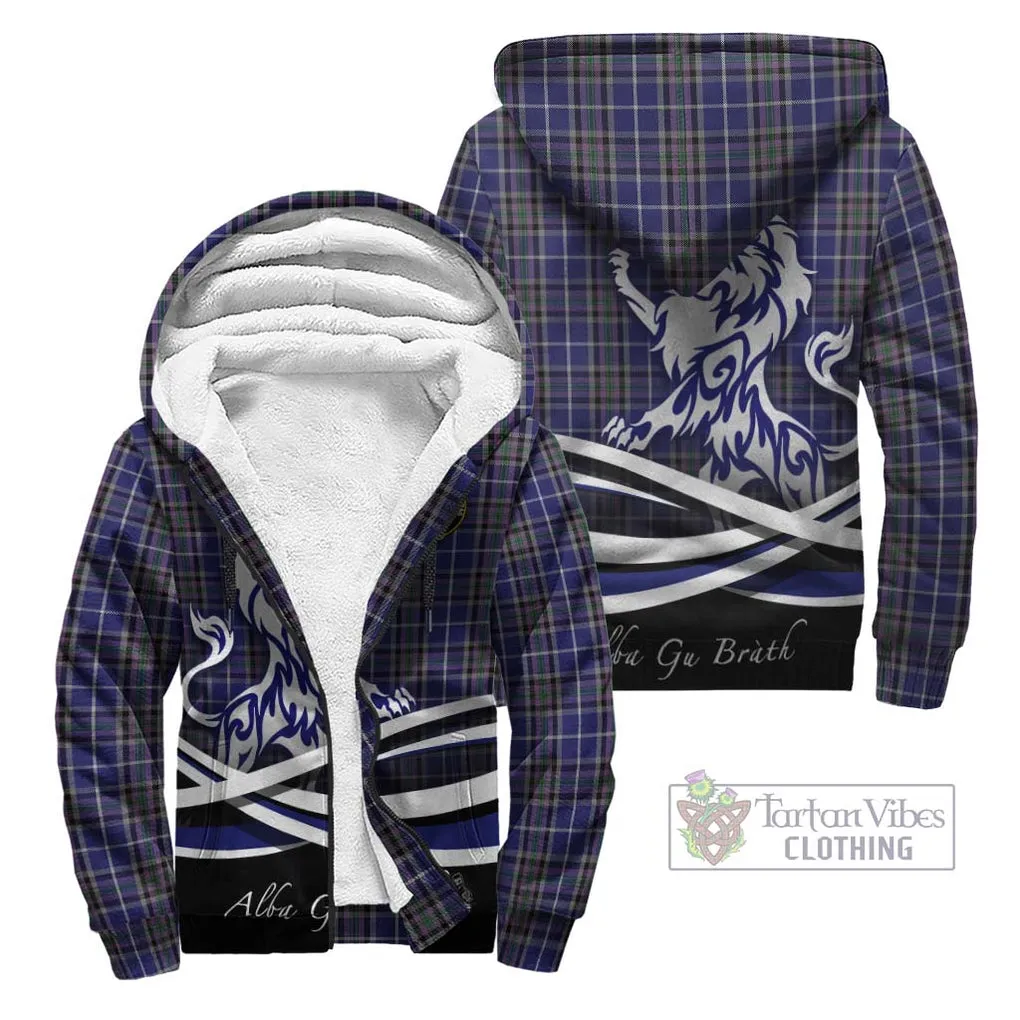 Alexander of Menstry Tartan Sherpa Hoodie with Alba Gu Brath Regal Lion Emblem