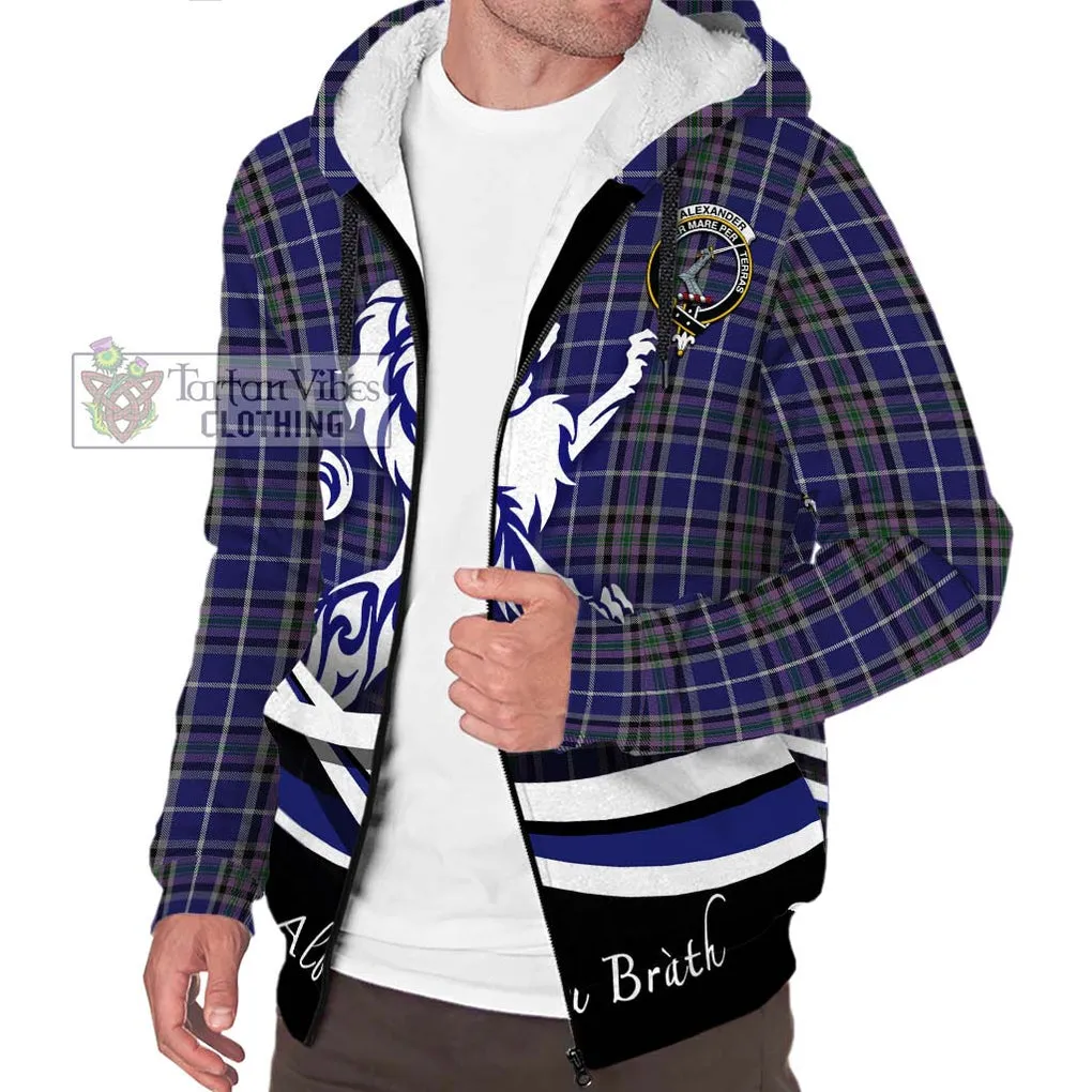 Alexander of Menstry Tartan Sherpa Hoodie with Alba Gu Brath Regal Lion Emblem