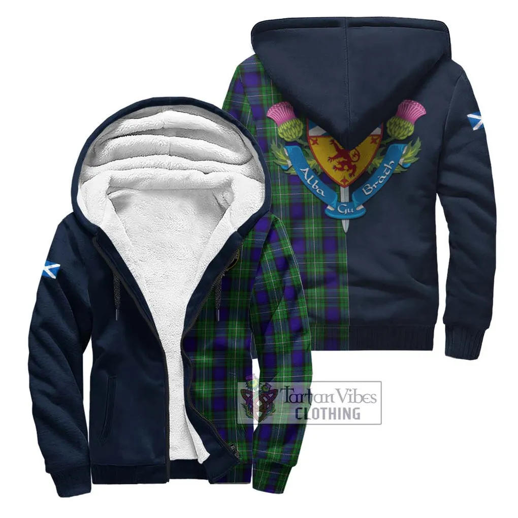 Alexander Tartan Sherpa Hoodie Alba with Scottish Lion Royal Arm Half Style