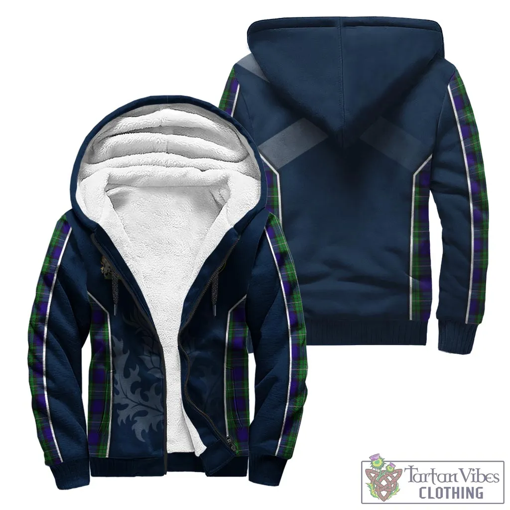 Alexander Tartan Sherpa Hoodie with Family Crest and Scottish Thistle Vibes Sport Style