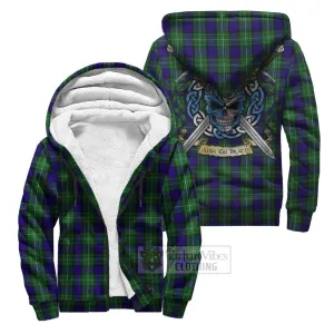 Alexander Tartan Sherpa Hoodie with Family Crest Celtic Skull Style