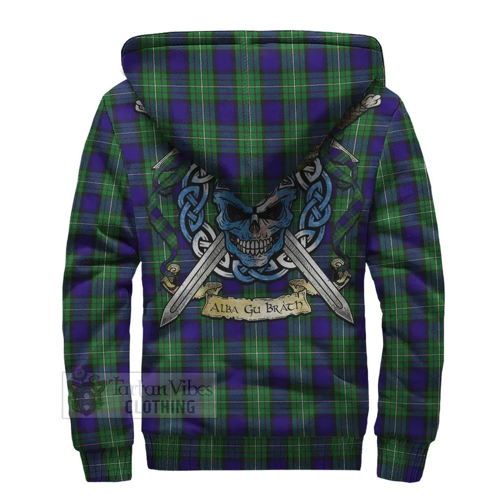 Alexander Tartan Sherpa Hoodie with Family Crest Celtic Skull Style