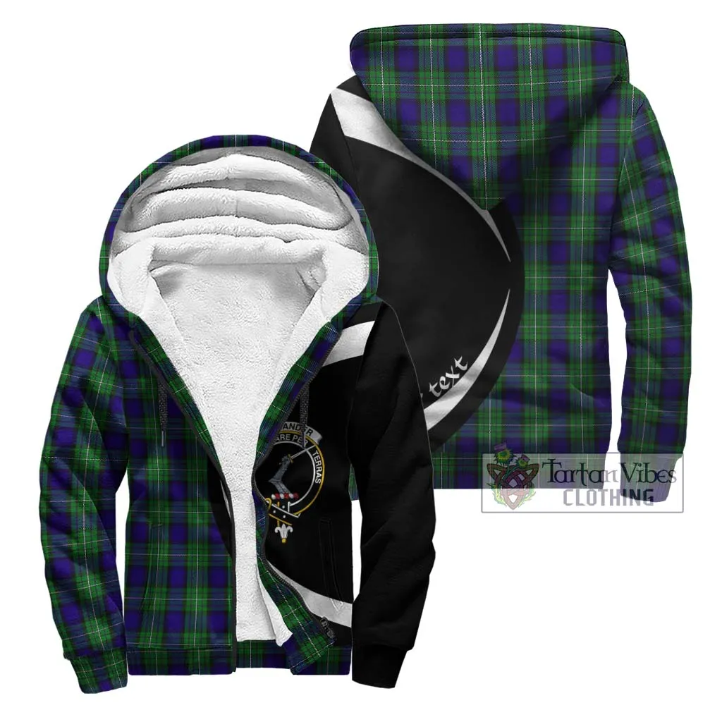 Alexander Tartan Sherpa Hoodie with Family Crest Circle Style