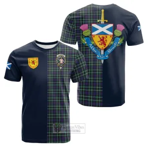 Allardice Tartan Cotton T-shirt Alba with Scottish Lion Royal Arm Half Style