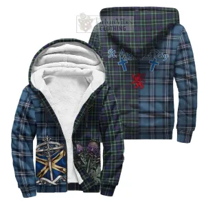 Allardice Tartan Sherpa Hoodie Happy St. Andrew's Day Half Tartan Style