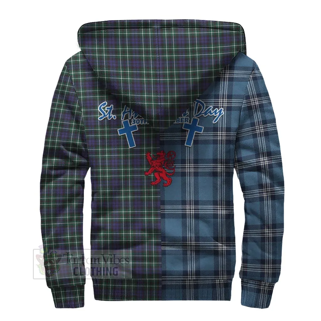 Allardice Tartan Sherpa Hoodie Happy St. Andrew's Day Half Tartan Style