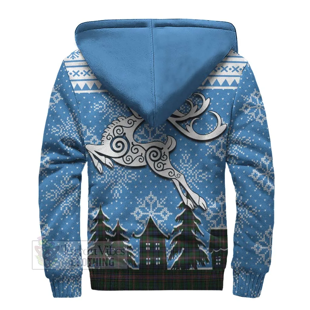 Allison Clan Christmas Sherpa Hoodie Celtic Reindeer Style