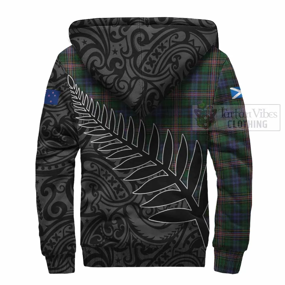 Allison Crest Tartan Sherpa Hoodie with New Zealand Silver Fern Half Style