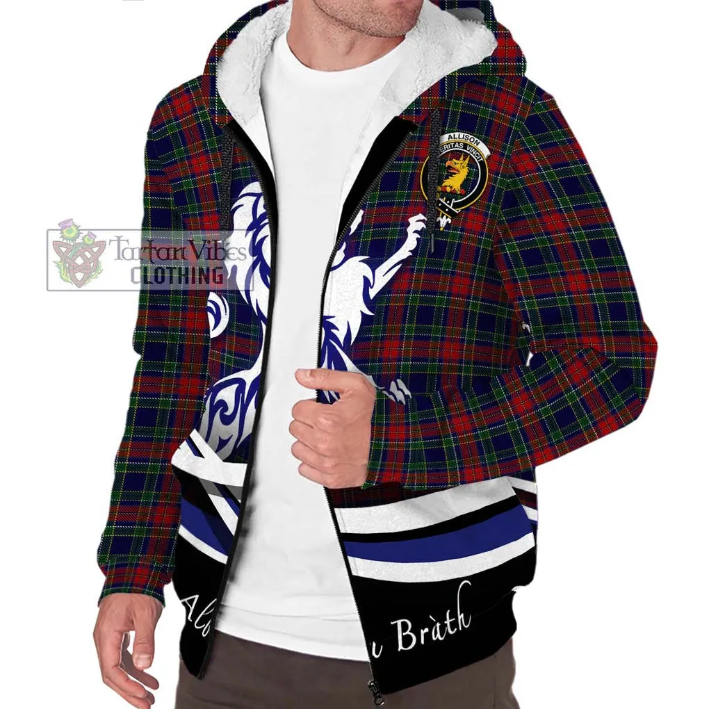 Allison Red Tartan Sherpa Hoodie with Alba Gu Brath Regal Lion Emblem