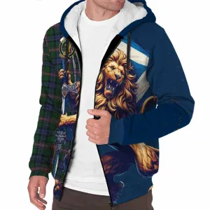 Allison Tartan Family Crest Sherpa Hoodie with Scottish Majestic Lion