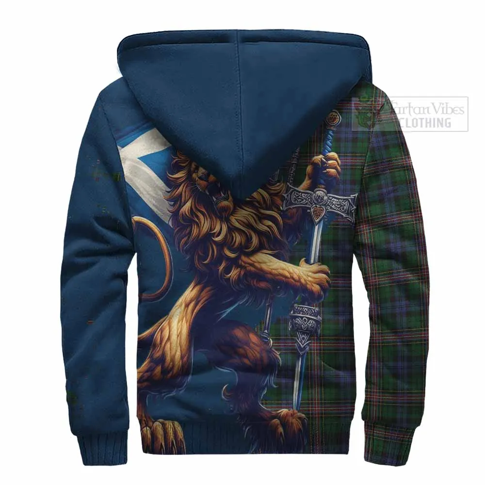 Allison Tartan Family Crest Sherpa Hoodie with Scottish Majestic Lion