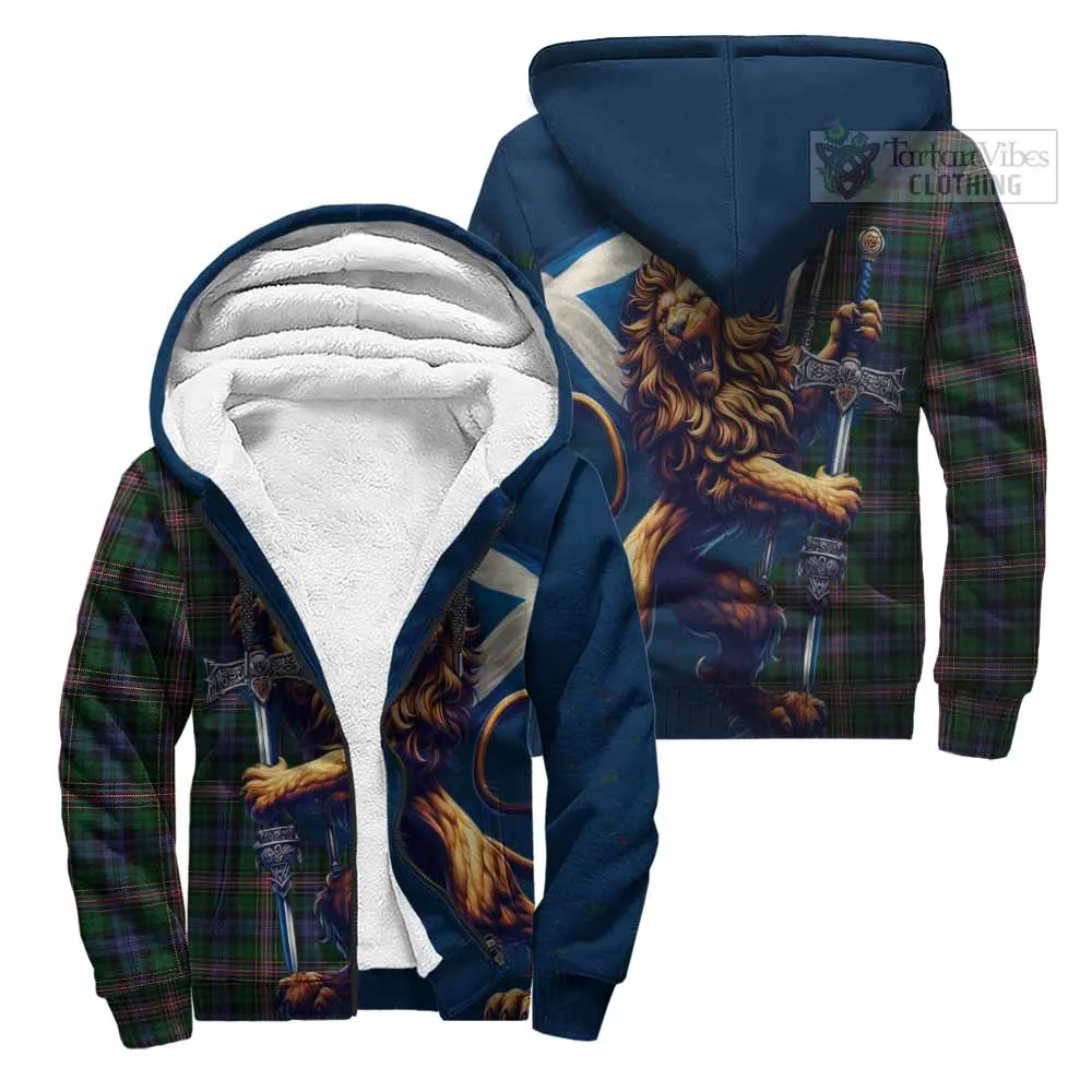 Allison Tartan Family Crest Sherpa Hoodie with Scottish Majestic Lion