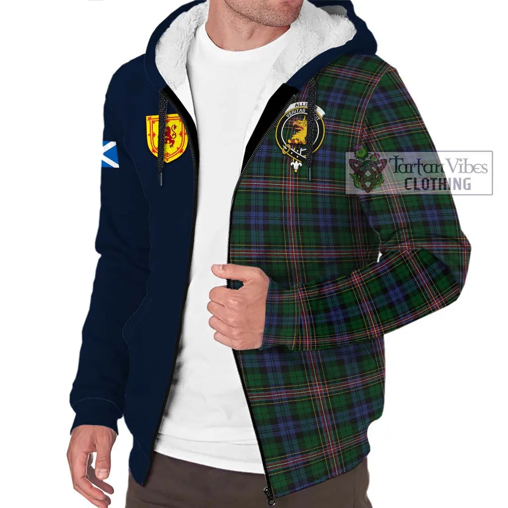 Allison Tartan Sherpa Hoodie Alba with Scottish Lion Royal Arm Half Style